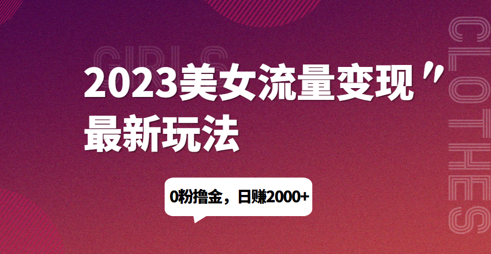 2023美女流量变现最新玩法，0粉撸金，日赚1500+，实测日引流200+网赚项目-副业赚钱-互联网创业-资源整合财智网赚